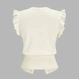 Ruffled Button-Down Knit Top